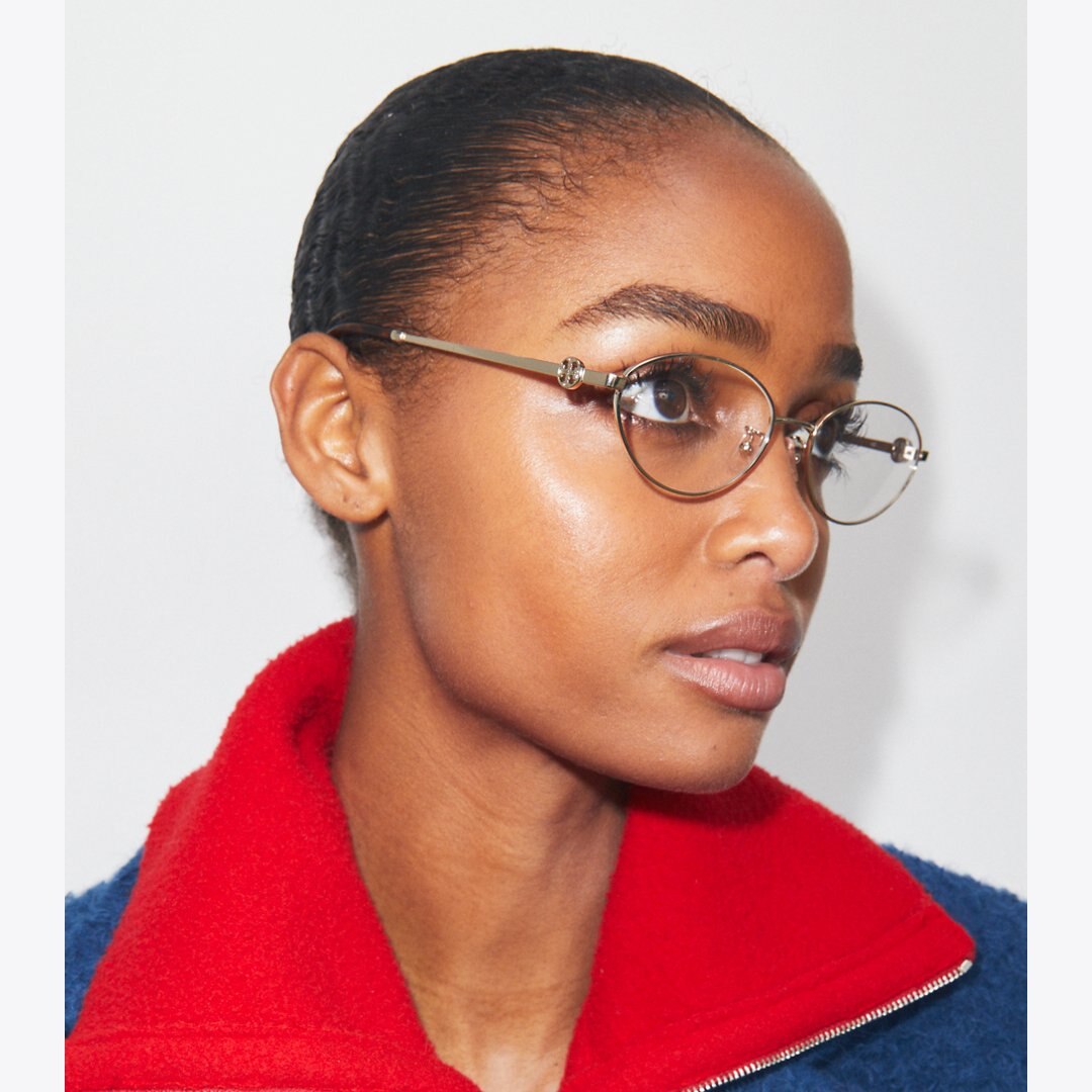 Tory Burch Miller Metal Oval Eyeglasses SHINY LIGHT GOLD