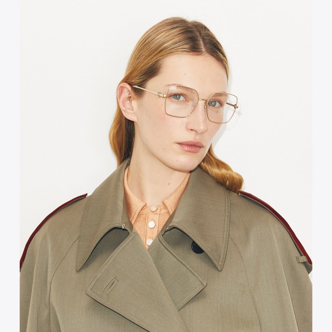 Tory Burch Miller Metal Square Eyeglasses BRUSHED LIGHT GOLD