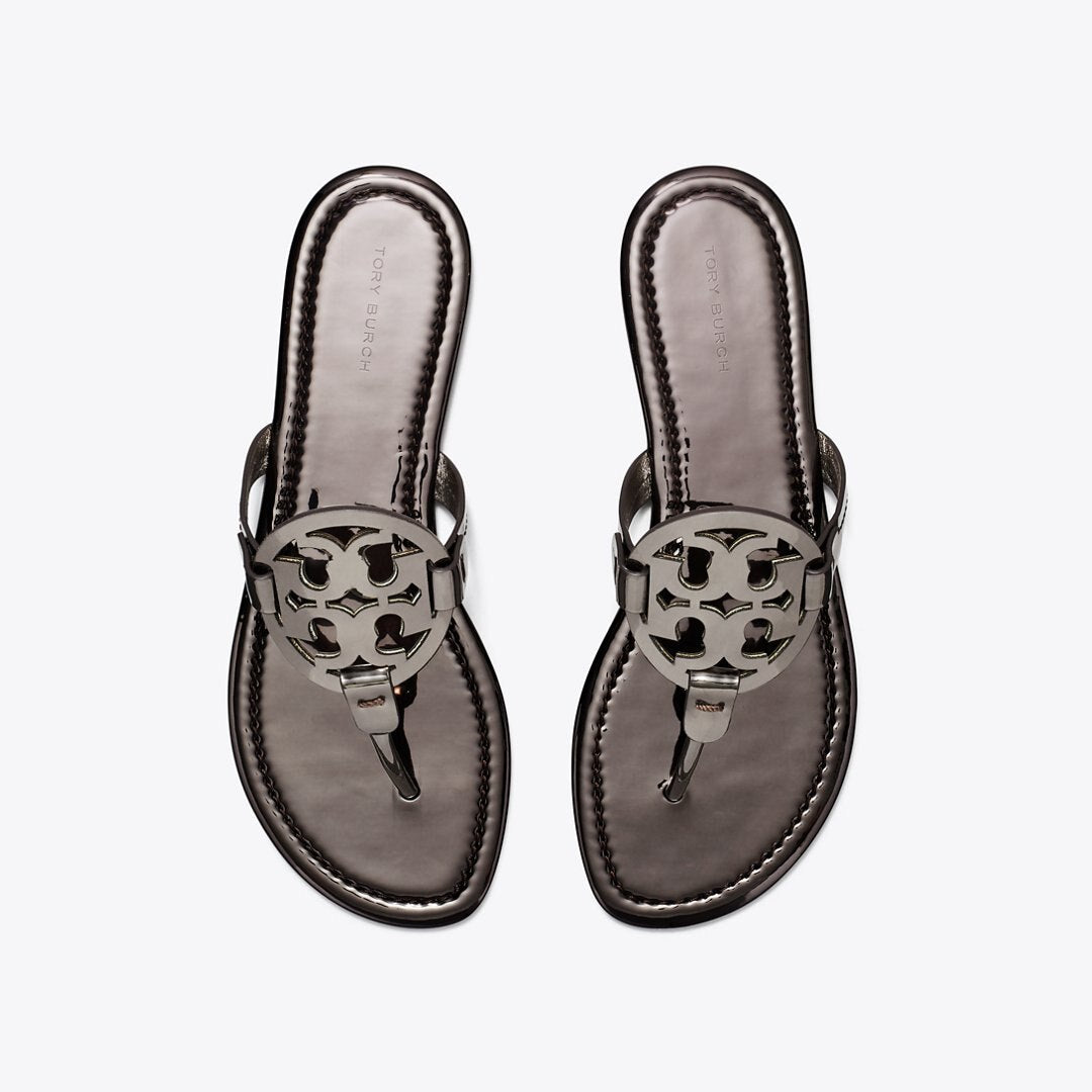 Tory Burch Miller Metallic Sandal SHINY DARK GRAY