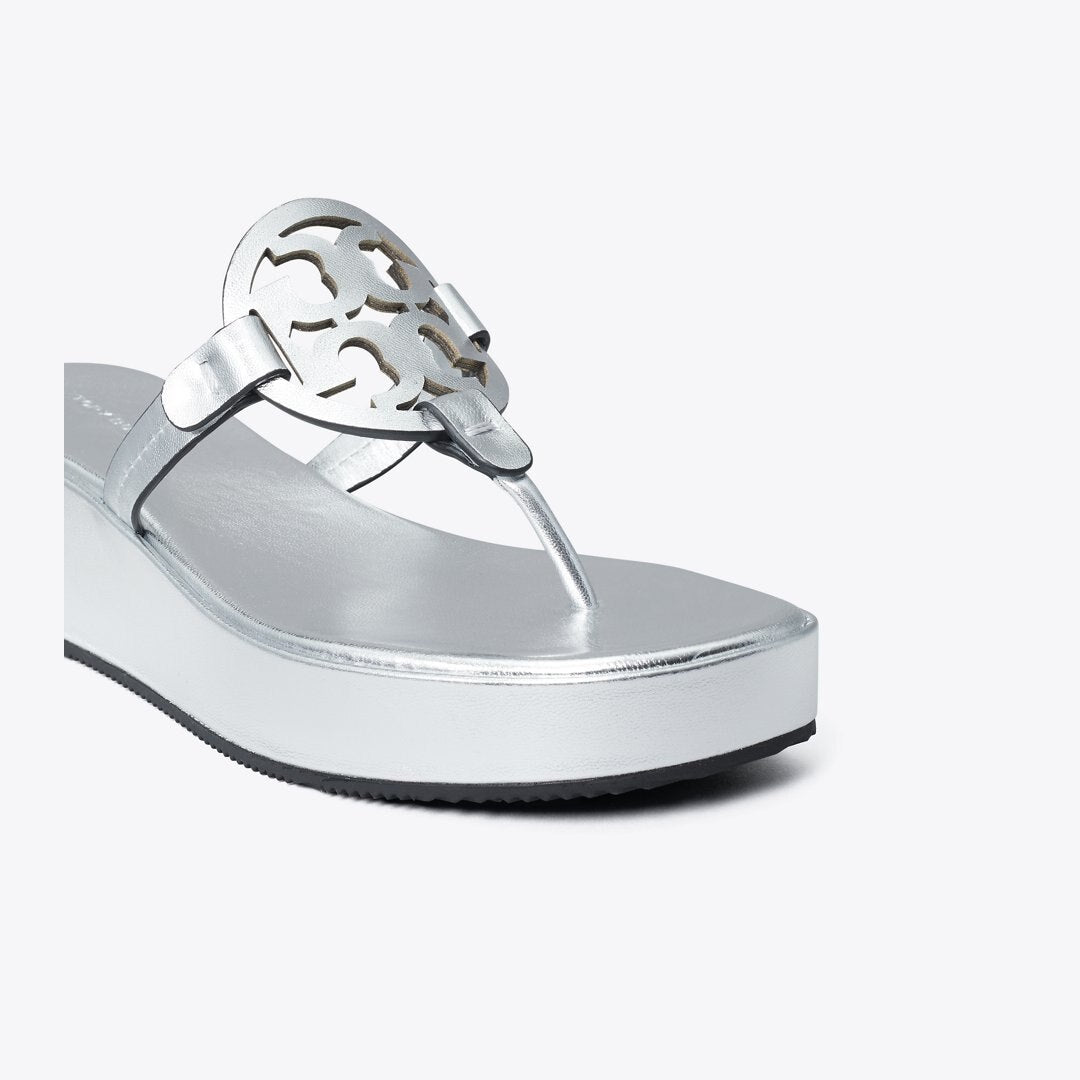 Tory Burch Miller Metallic Wedge Sandal Silver