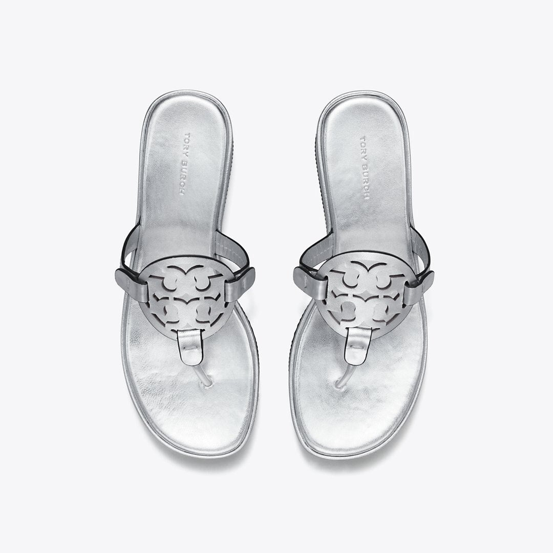 Tory Burch Miller Metallic Wedge Sandal Silver