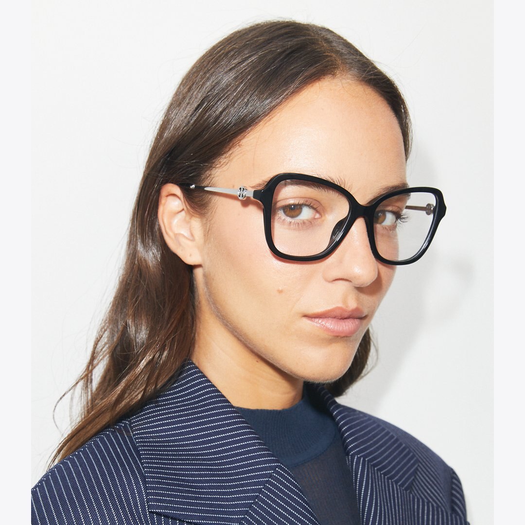 Tory Burch Miller Oversized Butterfly Eyeglasses BLACK/SILVER