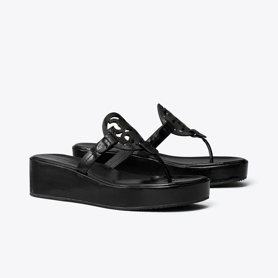 Tory Burch Miller Patent Wedge Sandal PERFECT BLACK