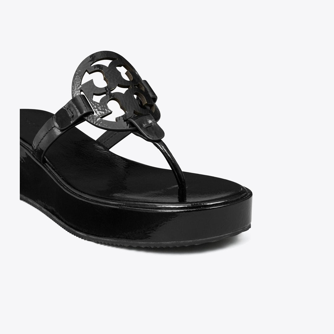 Tory Burch Miller Patent Wedge Sandal PERFECT BLACK
