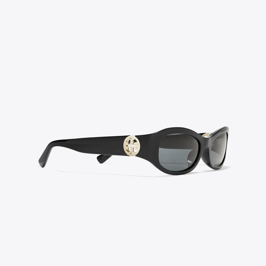 Tory Burch Miller Rectangle Sunglasses BLACK/DARK GRAY