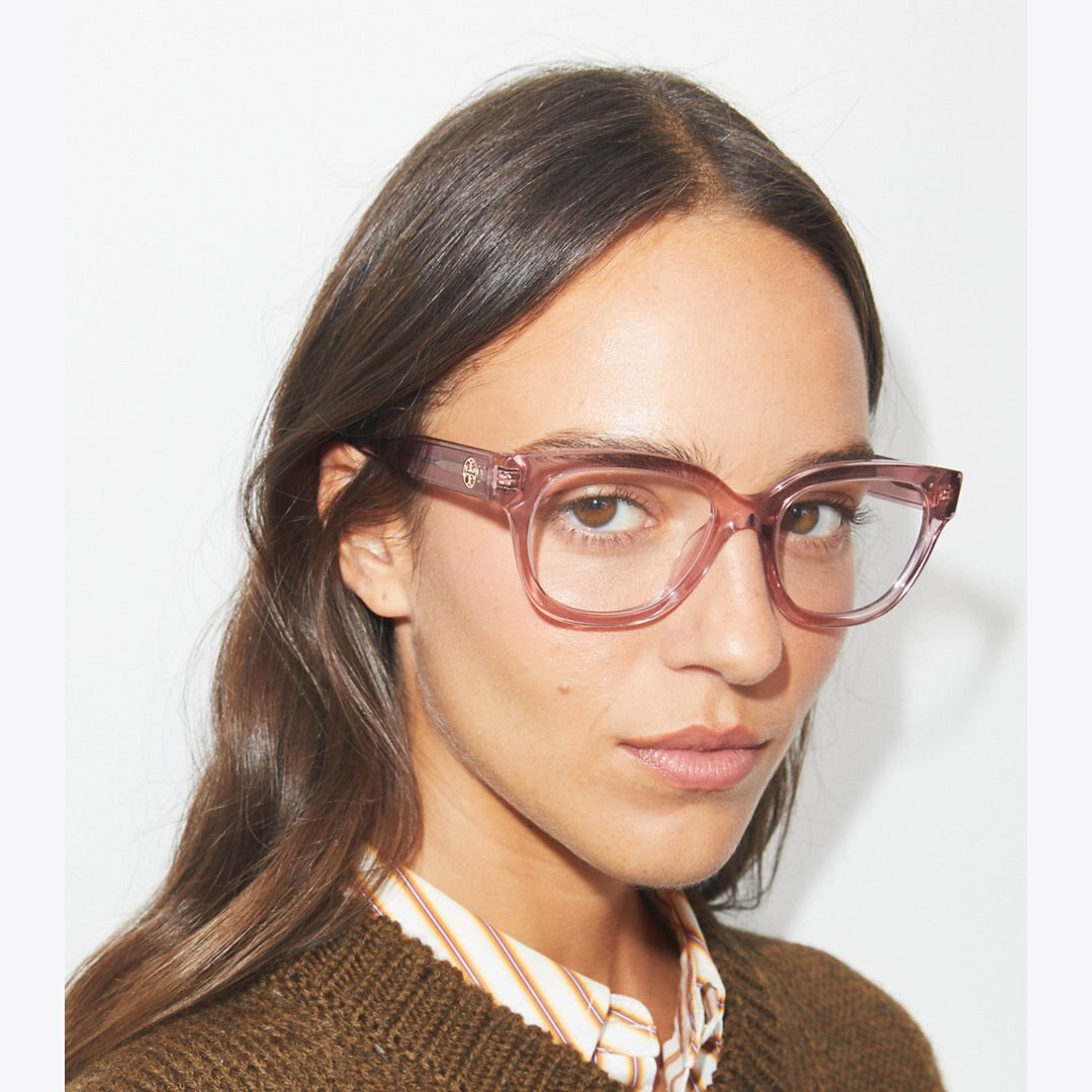 Tory Burch Miller Square Eyeglasses TRANSPARENT LIGHT PINK