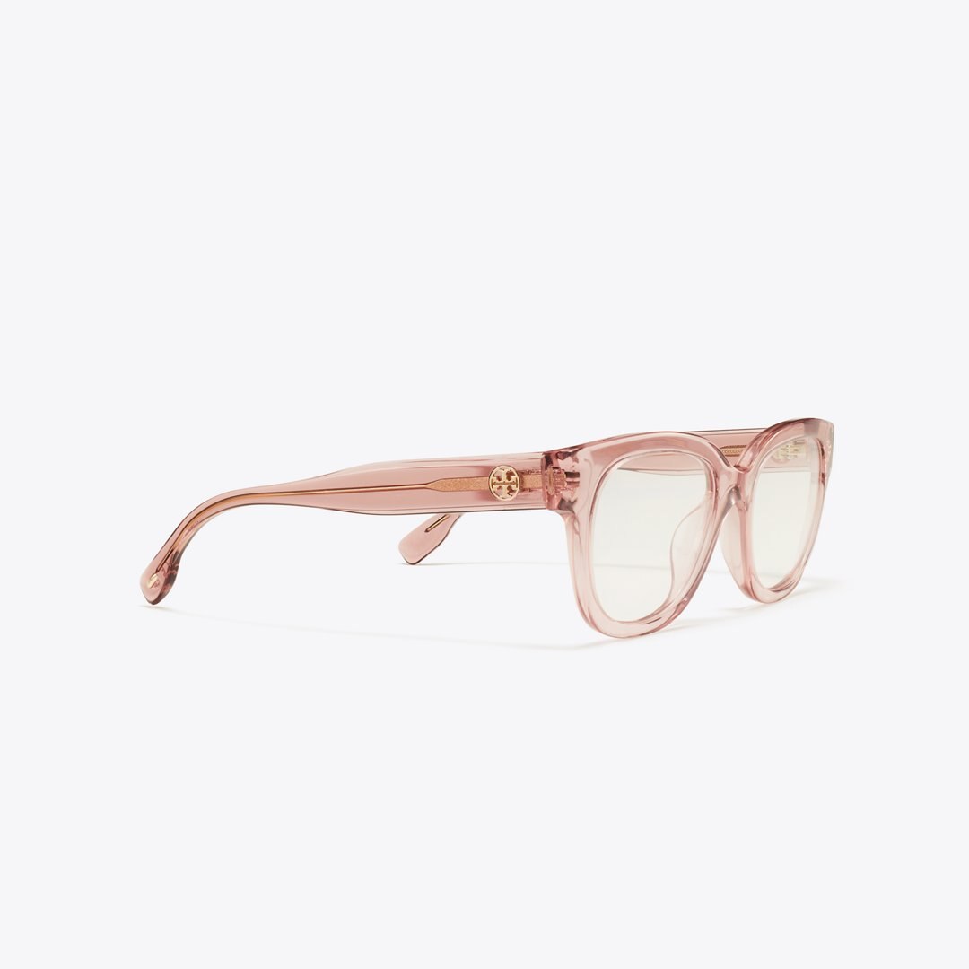Tory Burch Miller Square Eyeglasses TRANSPARENT LIGHT PINK