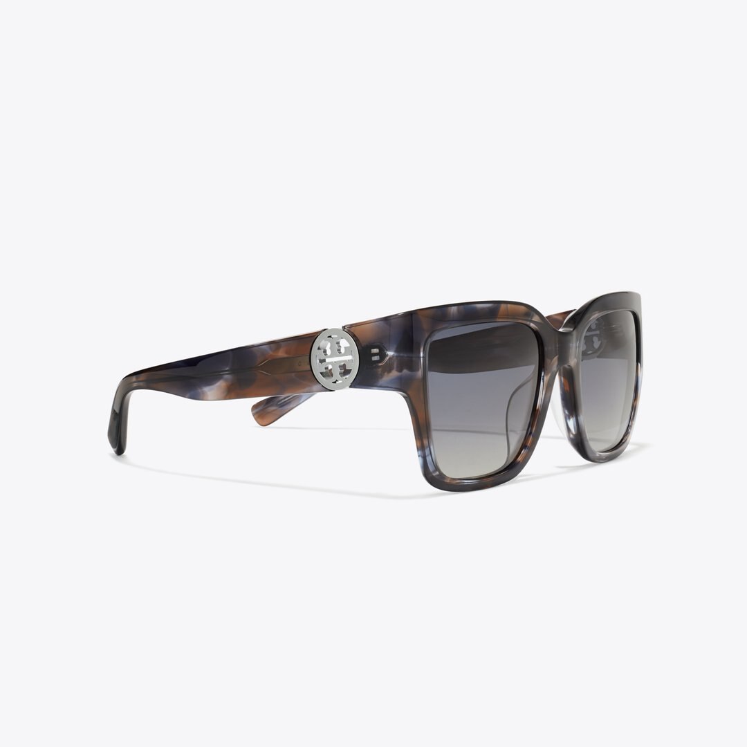 Tory Burch Miller Square Sunglasses BLUE SMOKE TORTOISE/POLAR GRAY GRADIENT