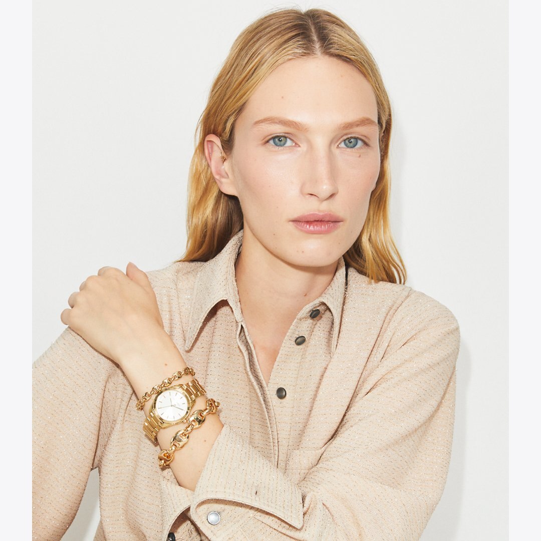 Tory Burch Miller Watch IVORY/PALE GOLD