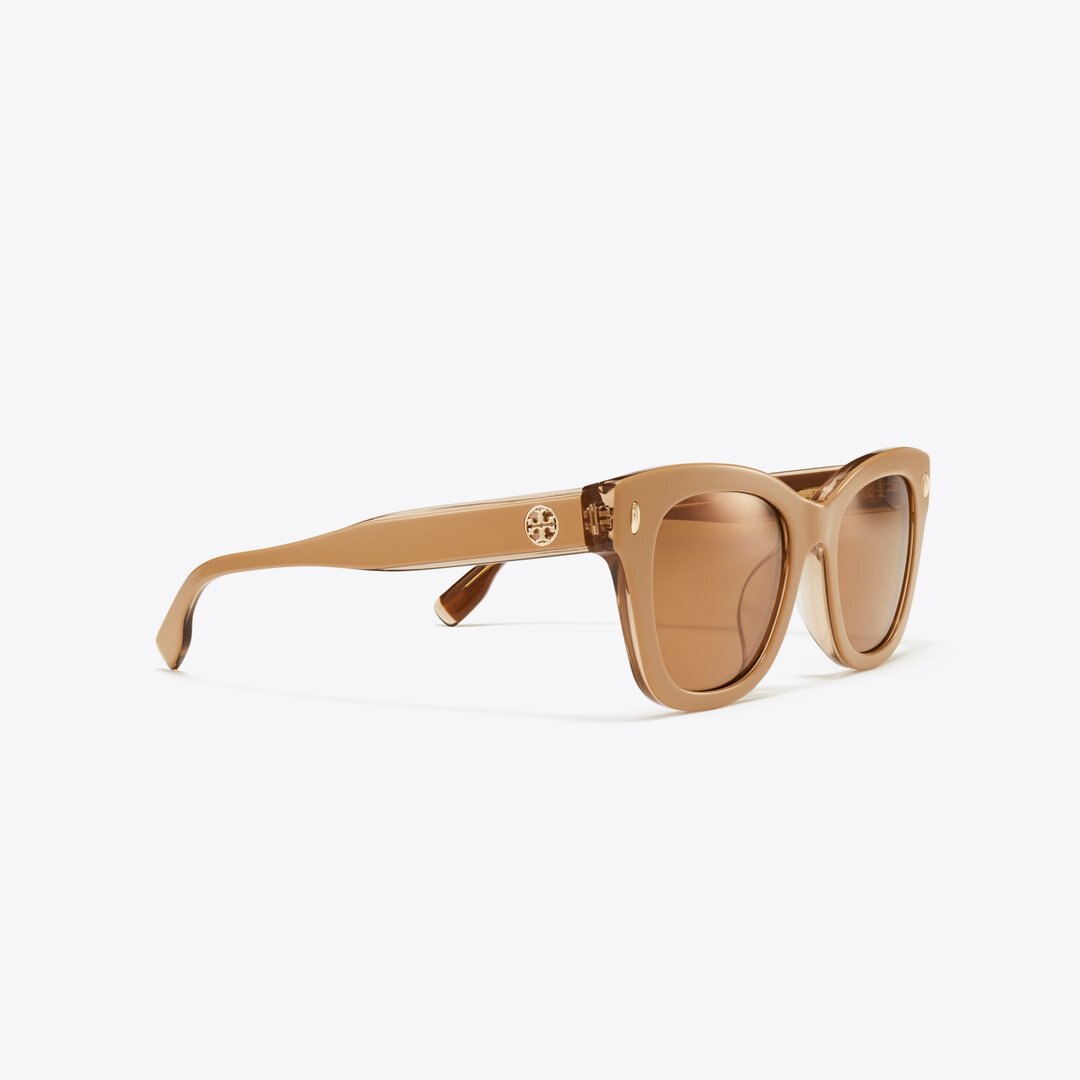Tory Burch Miller Wayfarer Sunglasses TAN/BROWN BACK MIRROR