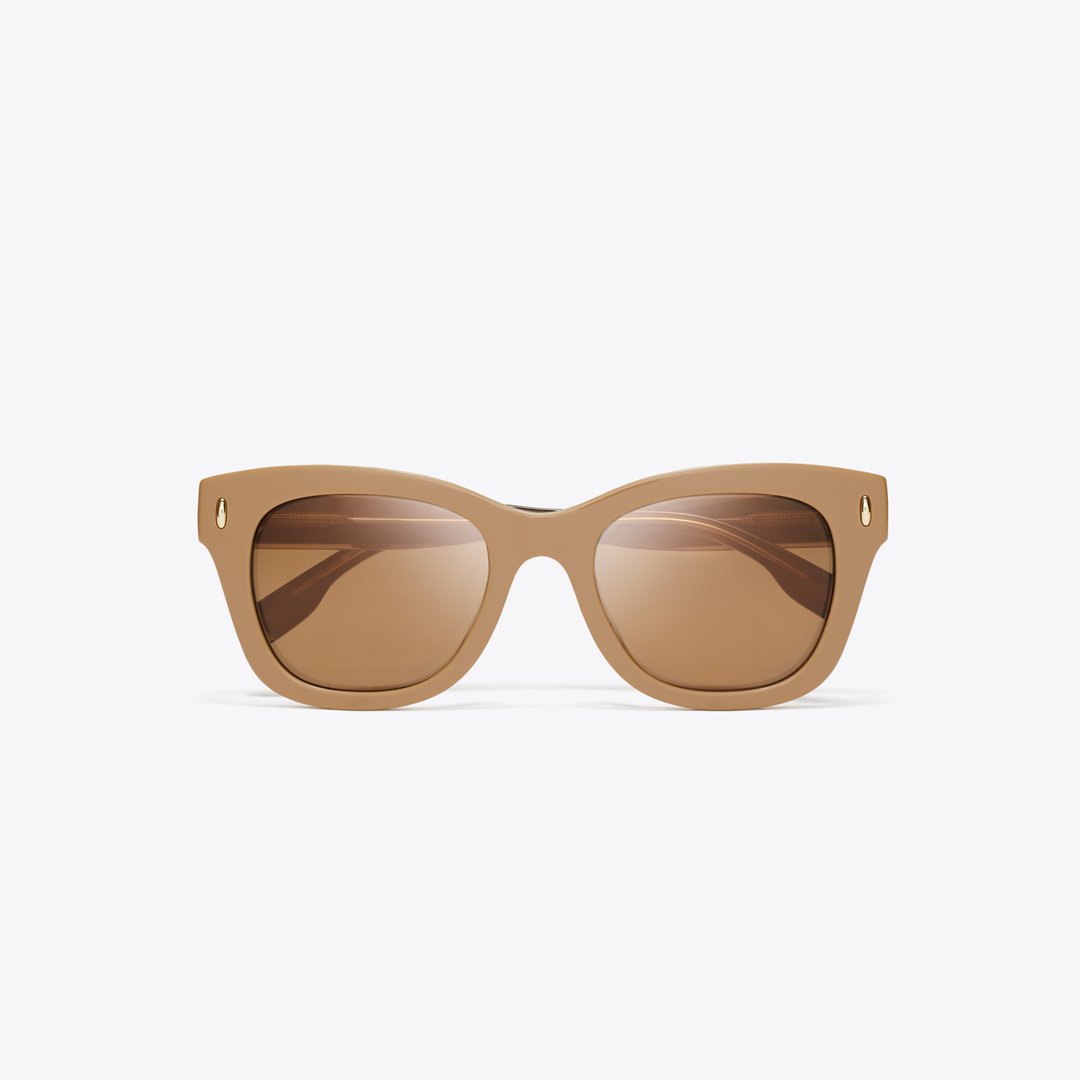 Tory Burch Miller Wayfarer Sunglasses TAN/BROWN BACK MIRROR