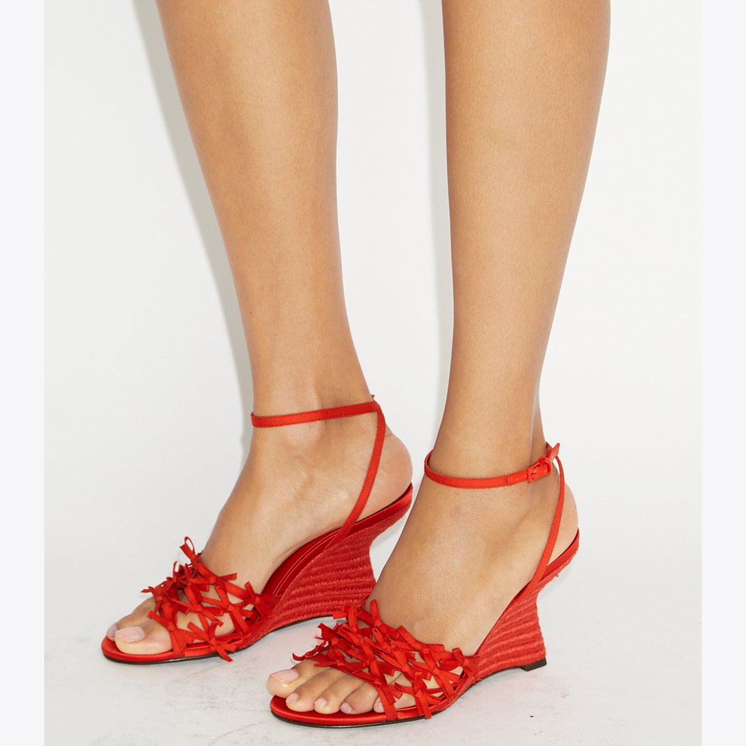 Tory Burch Mini Bow Espadrille Wedge BLAZING RED / BLAZING RED