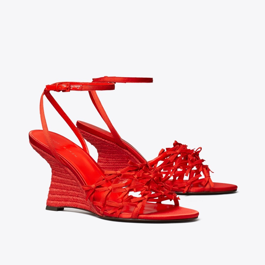 Tory Burch Mini Bow Espadrille Wedge BLAZING RED / BLAZING RED