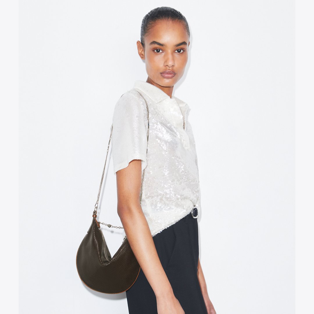 Tory Burch Mini Chain Strap Balloon Bag Dark Brown