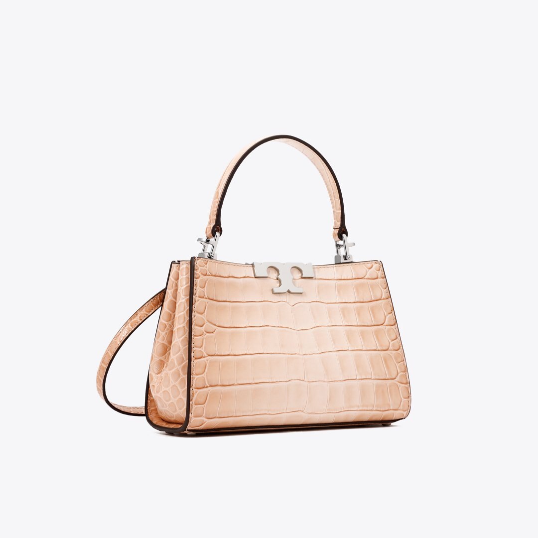 Tory Burch Mini Eleanor Croc-Embossed Satchel Pale Blush