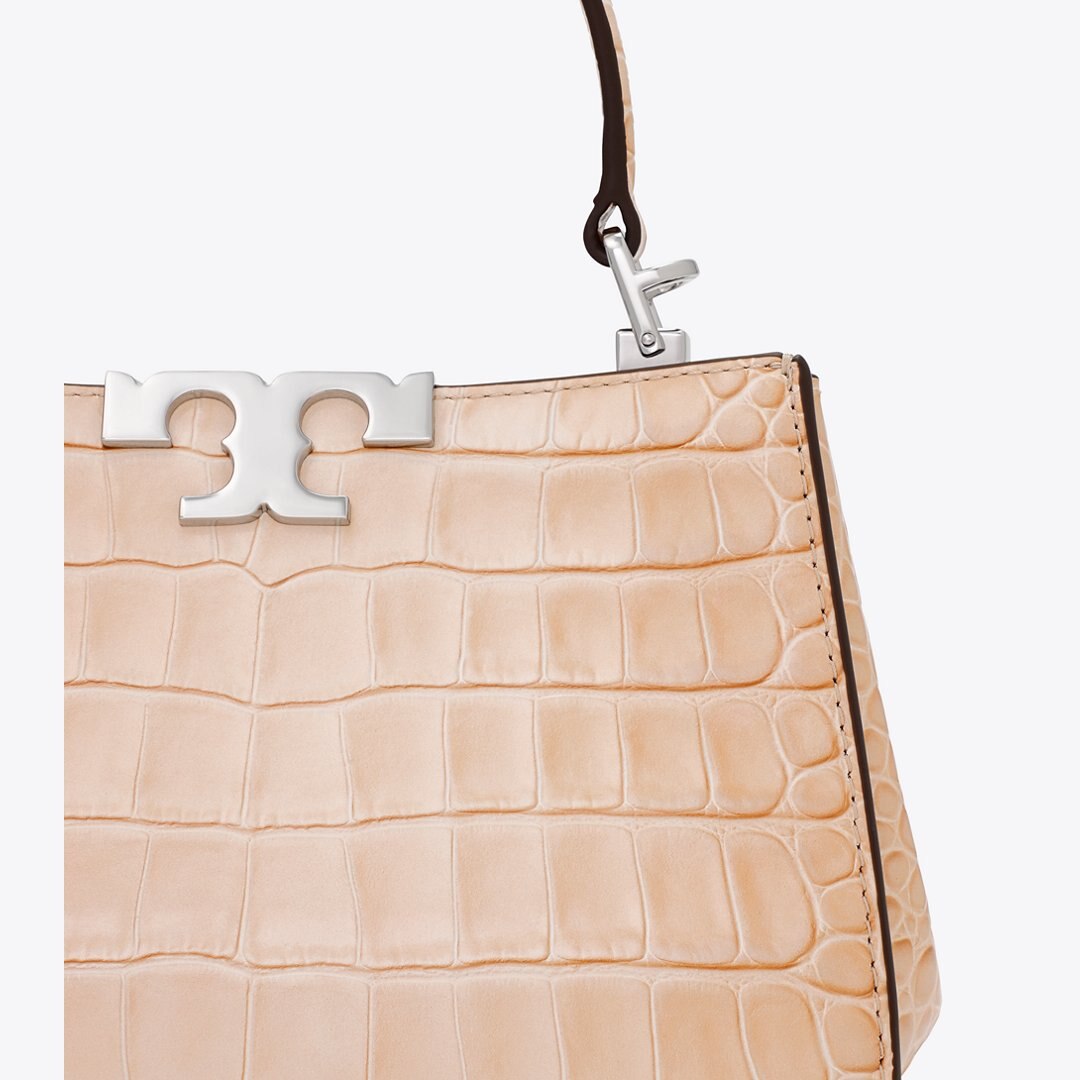 Tory Burch Mini Eleanor Croc-Embossed Satchel Pale Blush