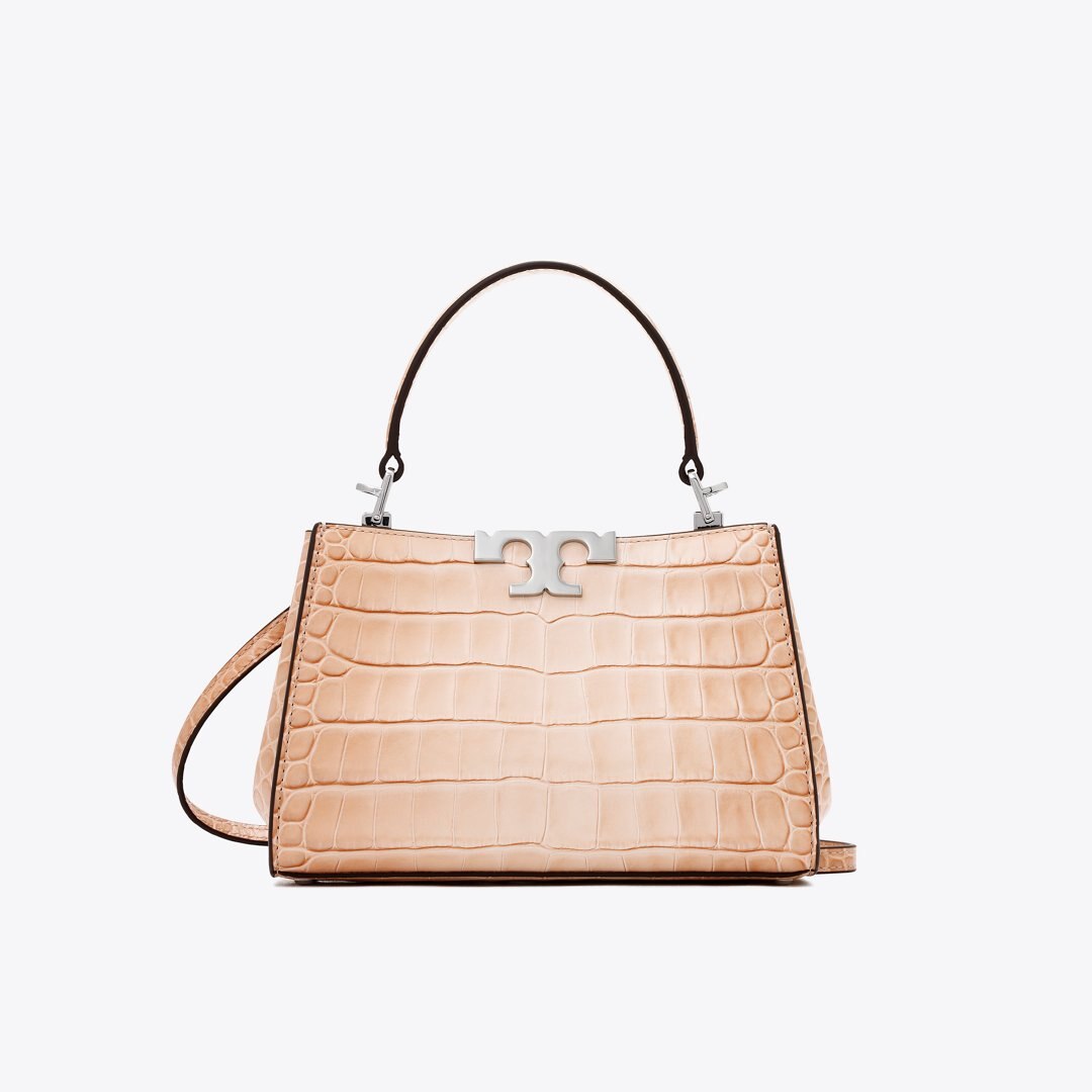 Tory Burch Mini Eleanor Croc-Embossed Satchel Pale Blush