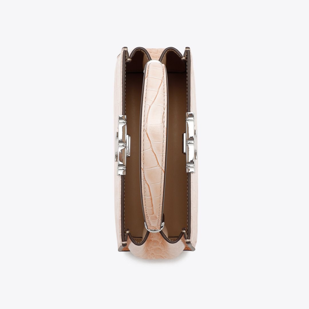 Tory Burch Mini Eleanor Croc-Embossed Satchel Pale Blush