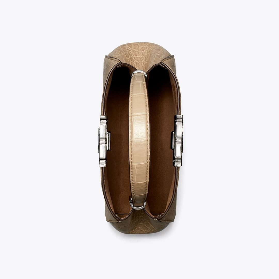 Tory Burch Mini Eleanor Soft Croc-Embossed Satchel Ginger Leaf
