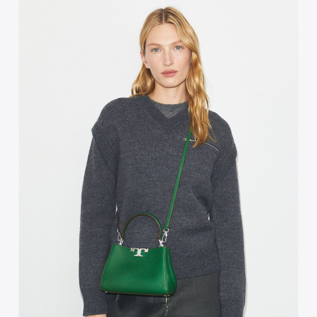 Tory Burch Mini Eleanor Soft Satchel Dark Kale