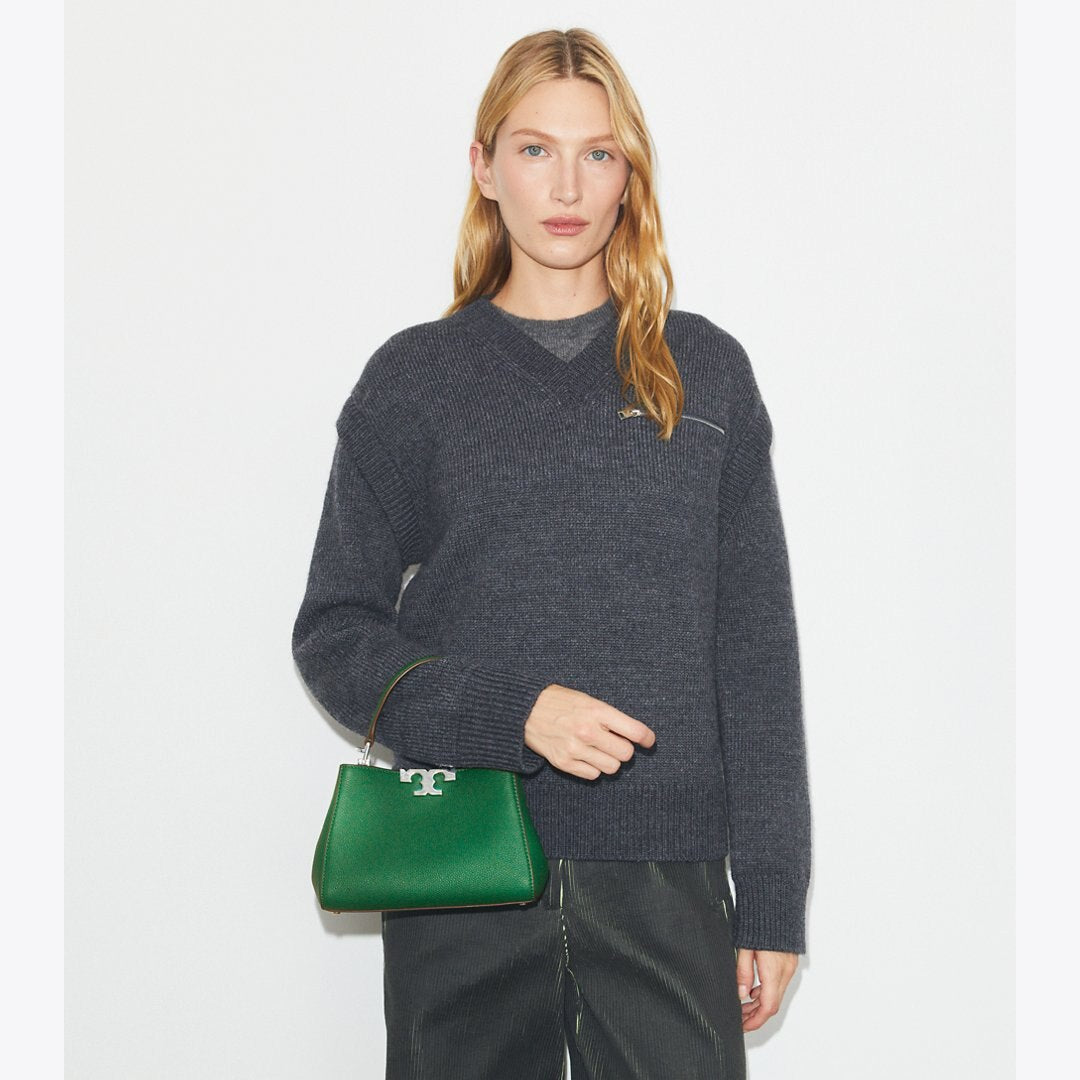 Tory Burch Mini Eleanor Soft Satchel Dark Kale