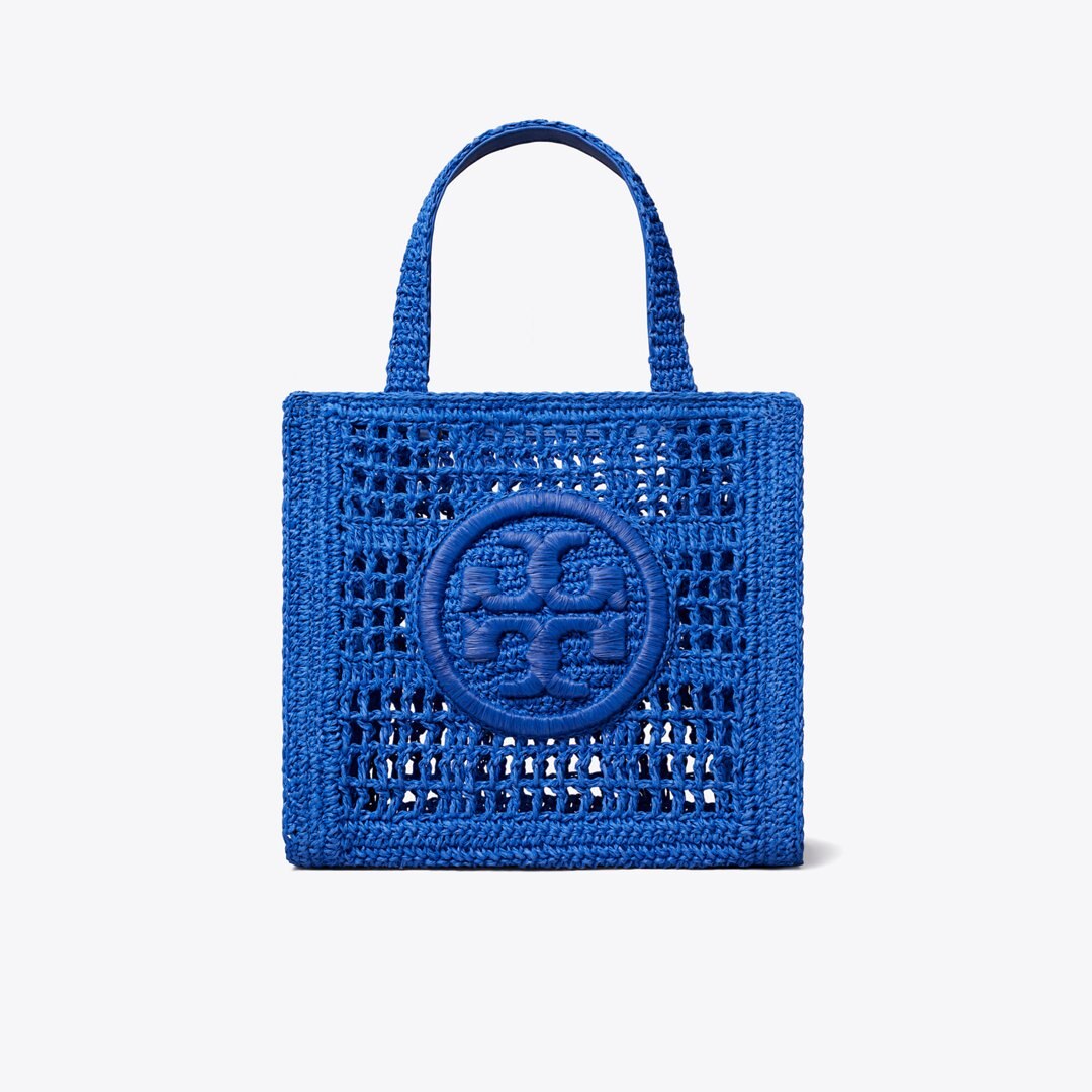 Tory Burch Mini Ella Hand-Crocheted Tote Evening Blue