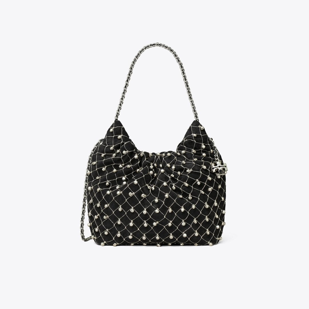 Tory Burch Mini Fleming Bell Hobo Bag Black