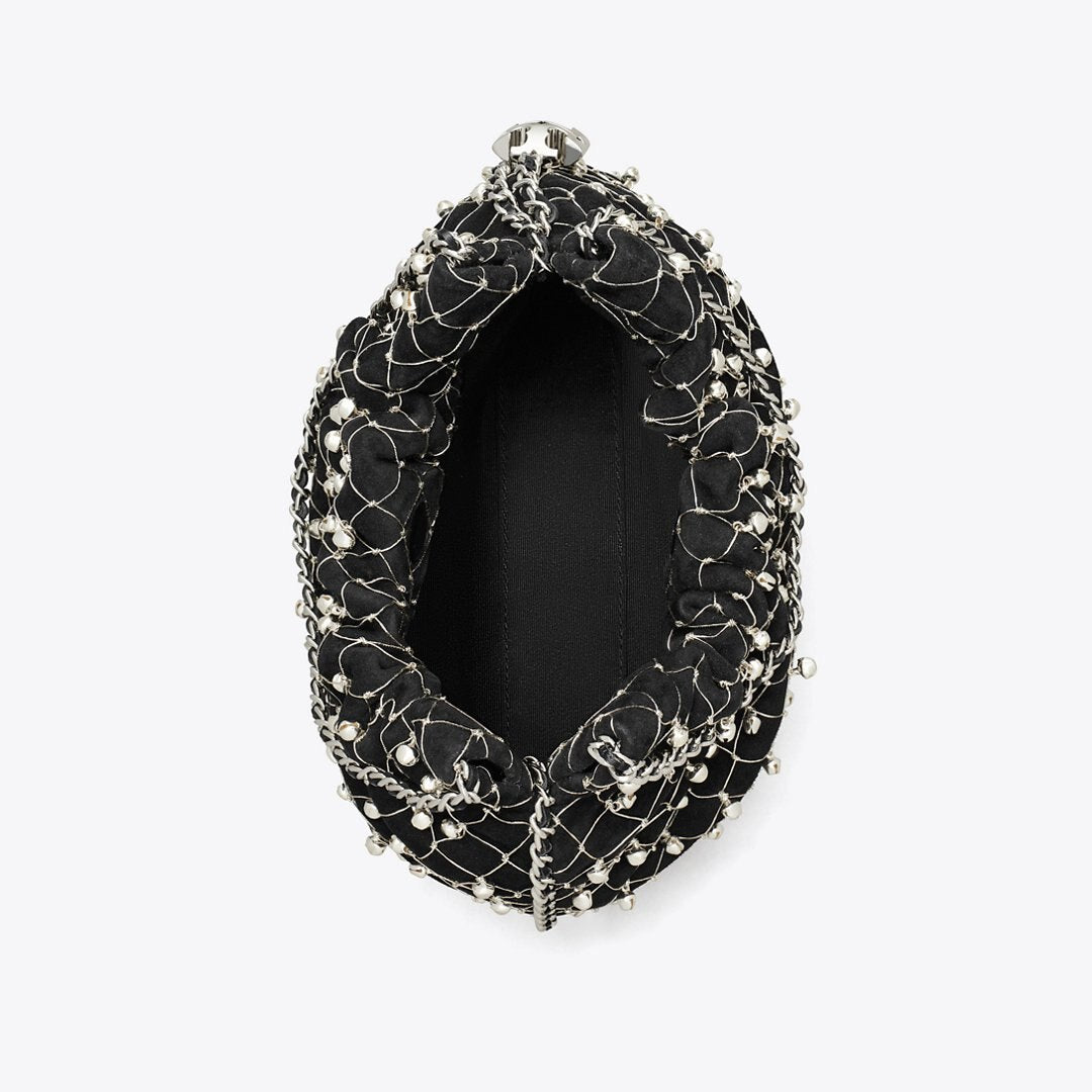 Tory Burch Mini Fleming Bell Hobo Bag Black