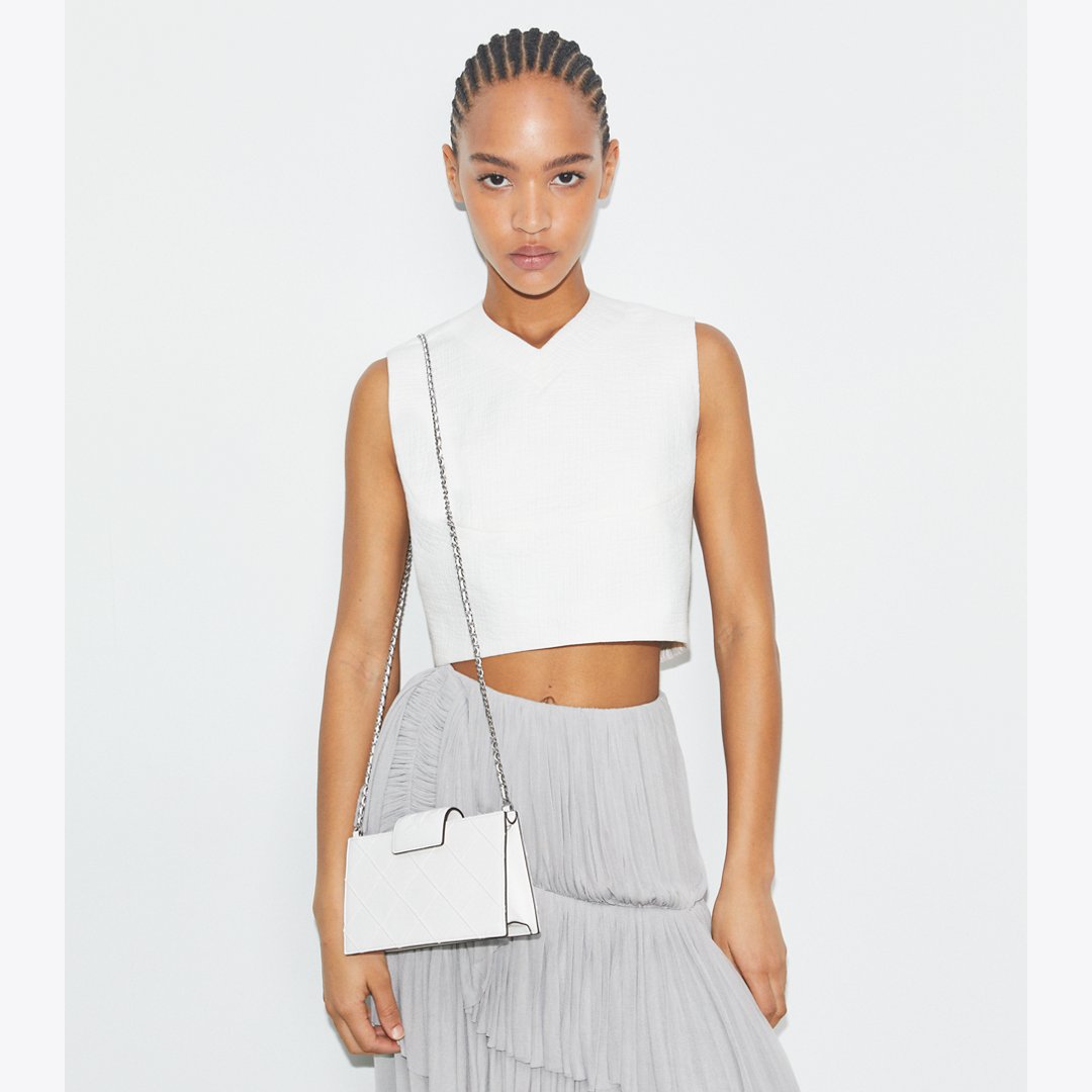 Tory Burch Mini Fleming Crossbody Blanc