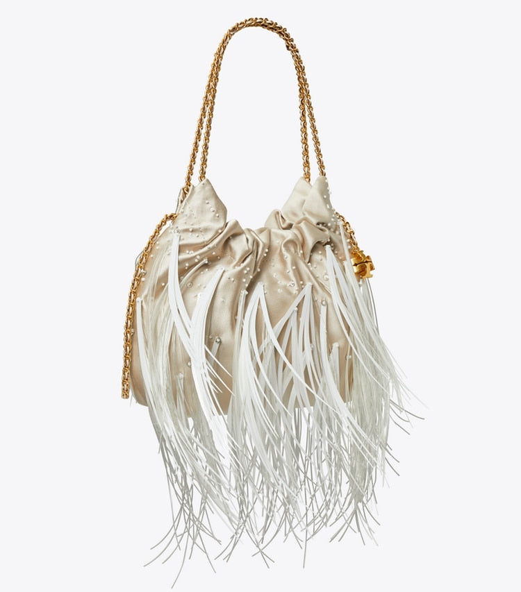 Mini Fleming Feather Hobo Bag Stone Stone