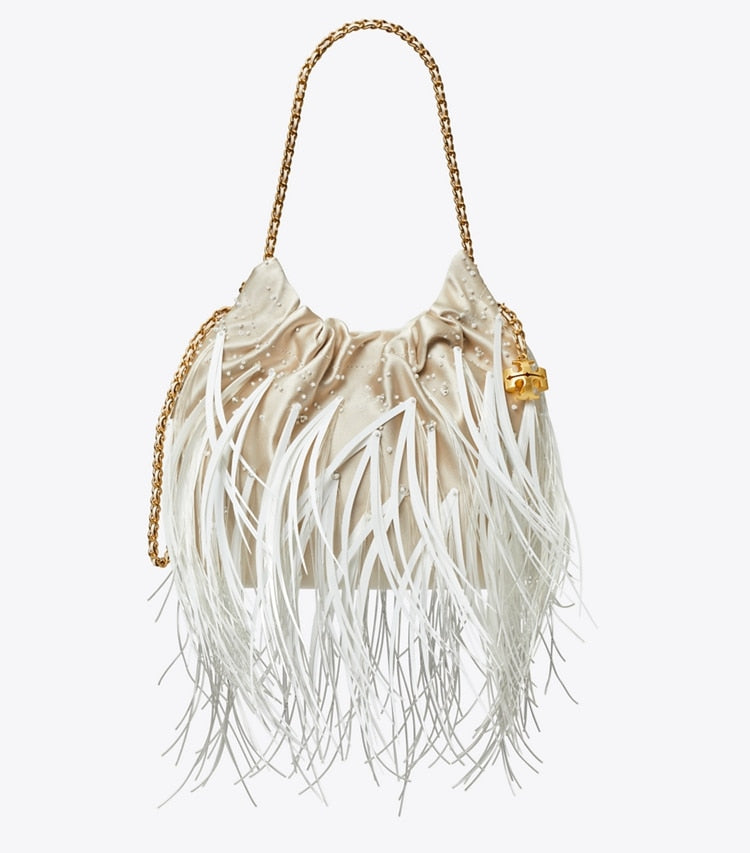 Mini Fleming Feather Hobo Bag Stone Stone