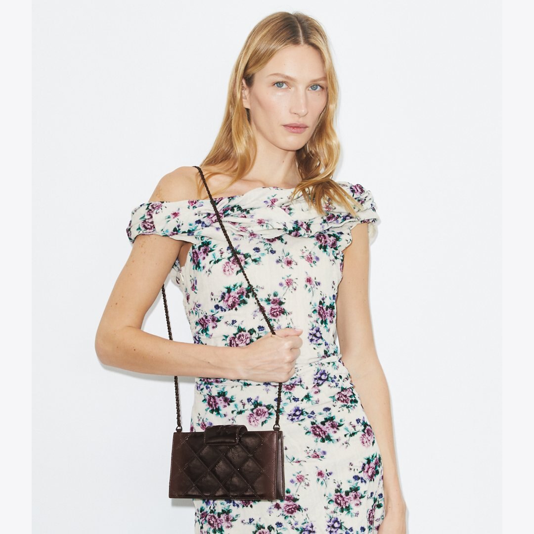 Tory Burch Mini Fleming Patent Crossbody Deep Burgundy