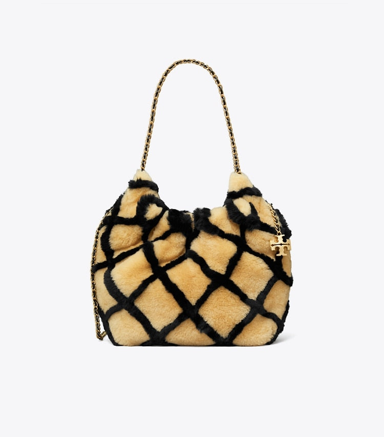 Mini Fleming Shearling Hobo Bag Toffee Toffee