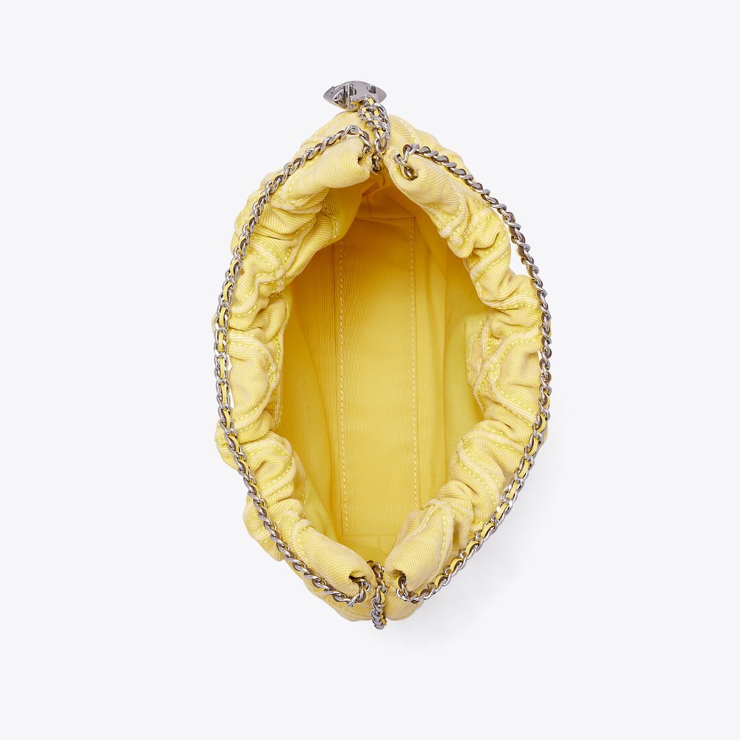 Tory Burch Mini Fleming Soft Denim Hobo Bag Yellow