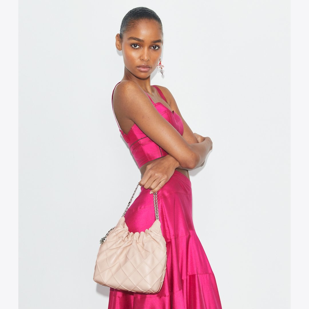 Tory Burch Mini Fleming Soft Hobo Bag Soft Pink