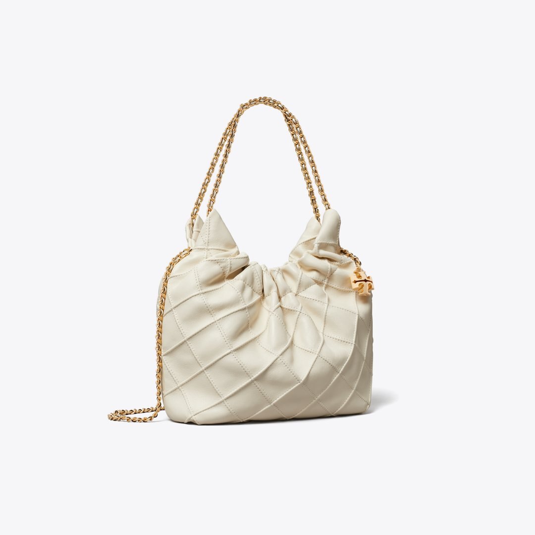 Tory Burch Mini Fleming Soft Hobo Bag Light Cream