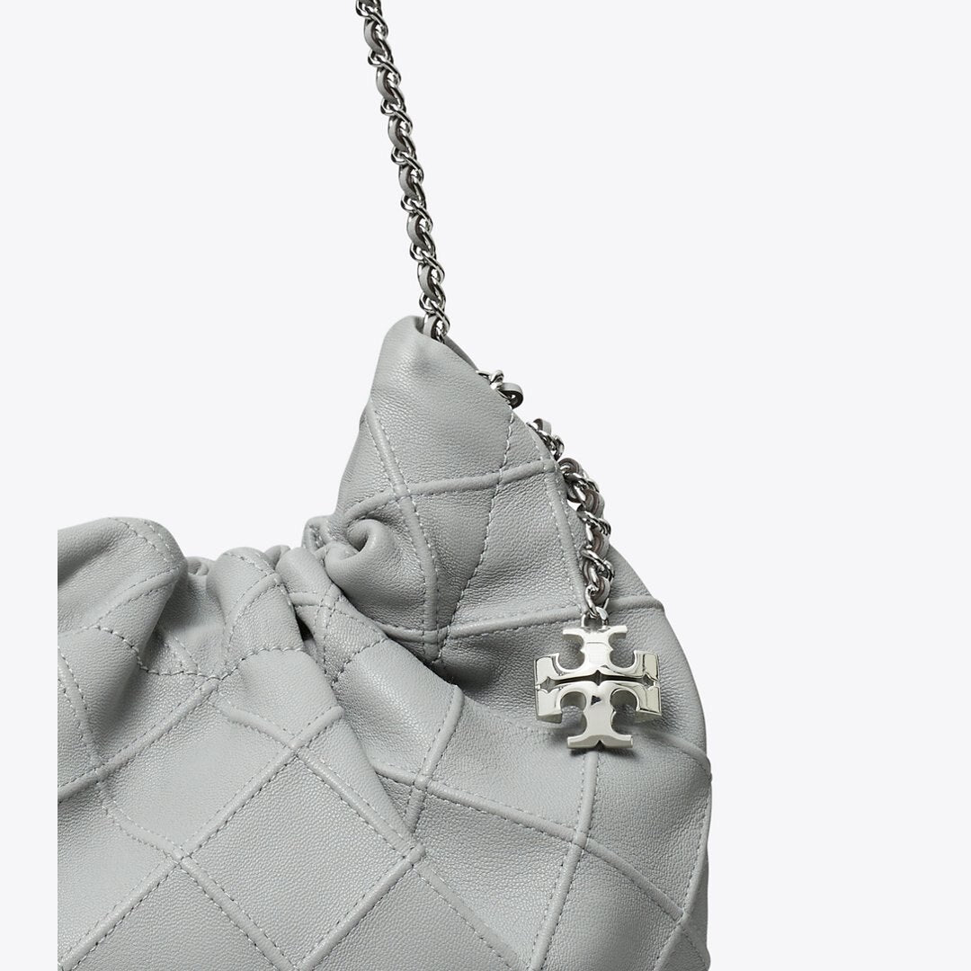 Tory Burch Mini Fleming Soft Hobo Bag Gray