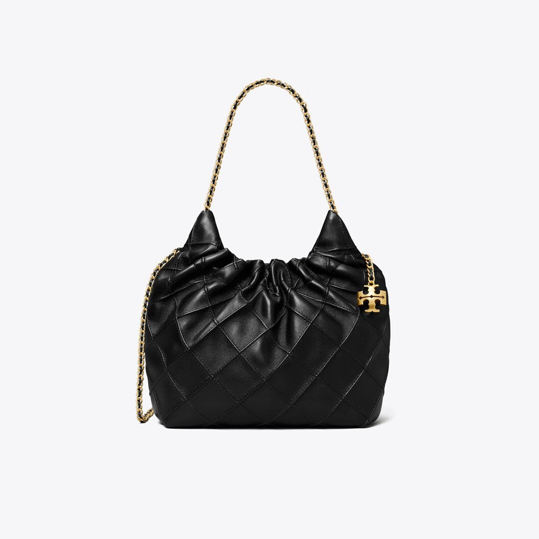 Tory Burch Mini Fleming Soft Hobo Bag Black
