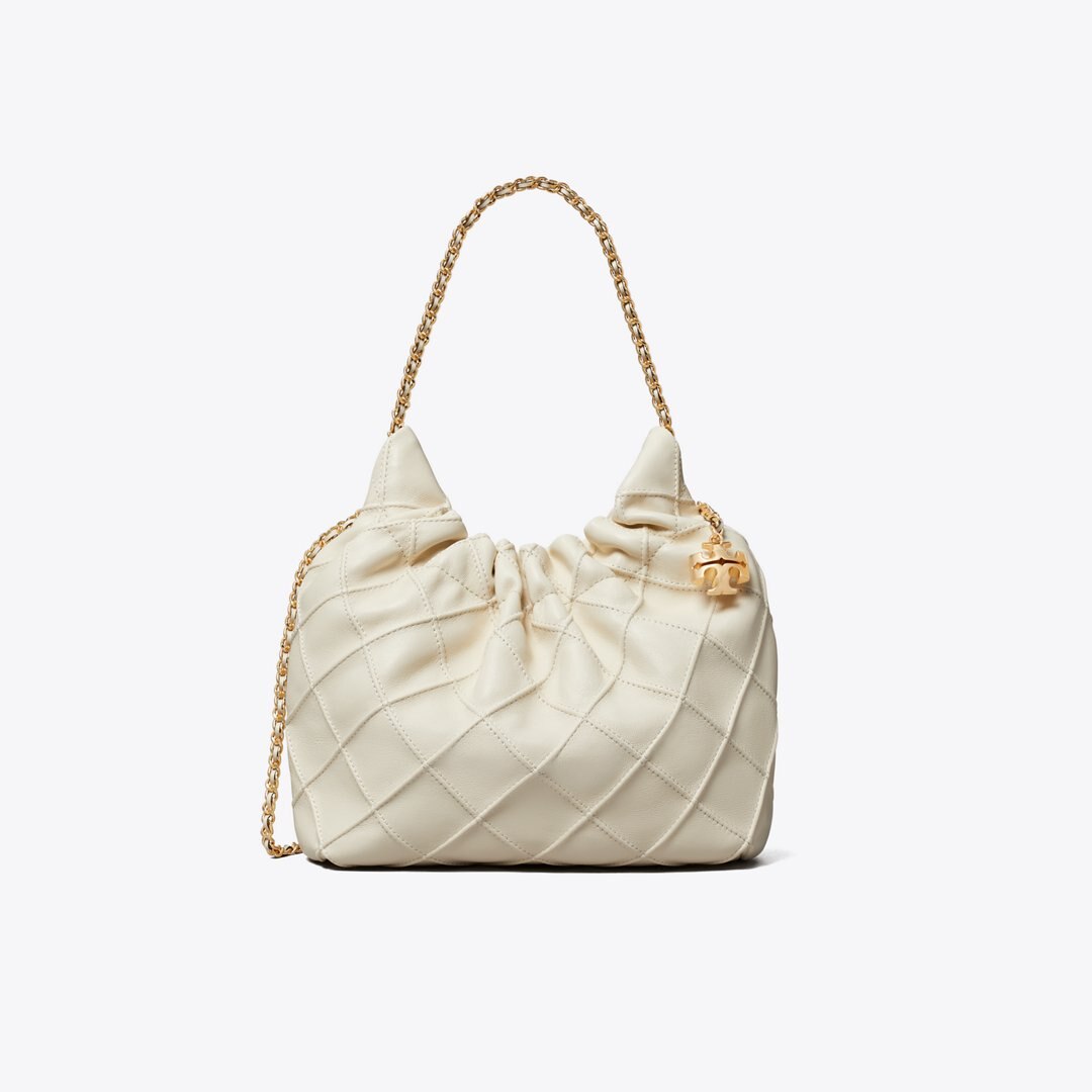 Tory Burch Mini Fleming Soft Hobo Bag Light Cream