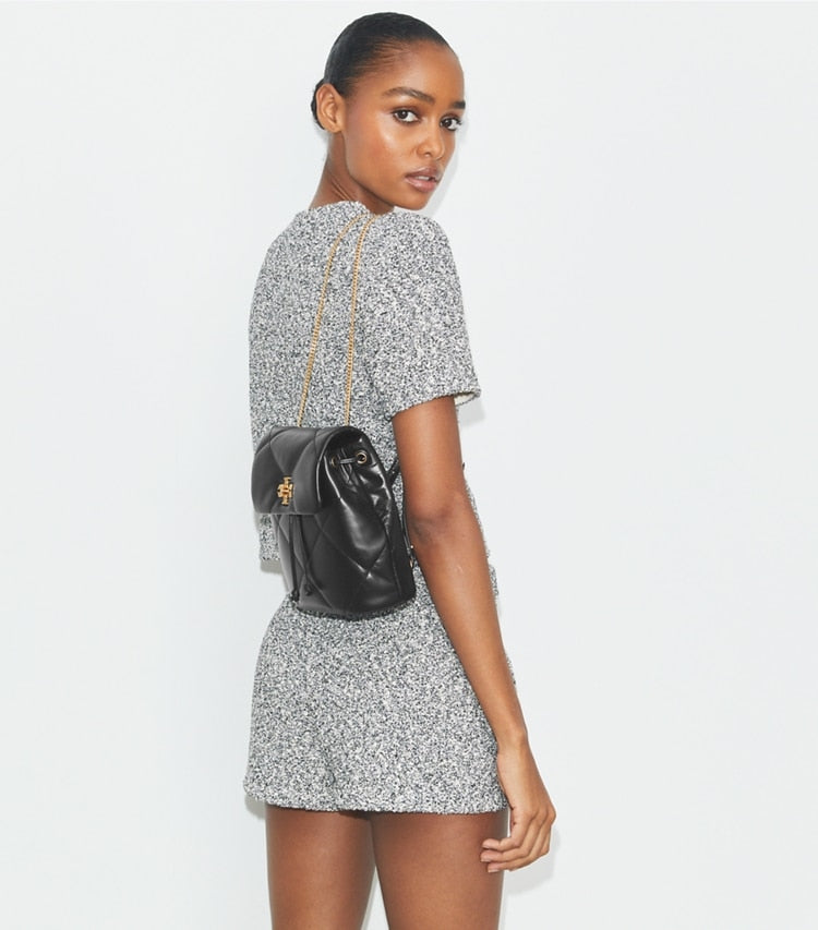 Mini Kira Diamond Quilt Backpack Black Black