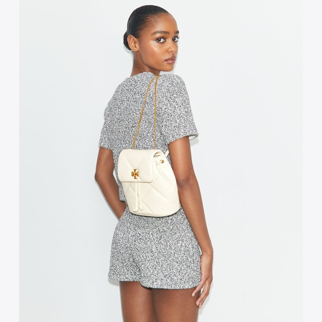 Tory Burch Mini Kira Diamond Quilt Backpack Warm White