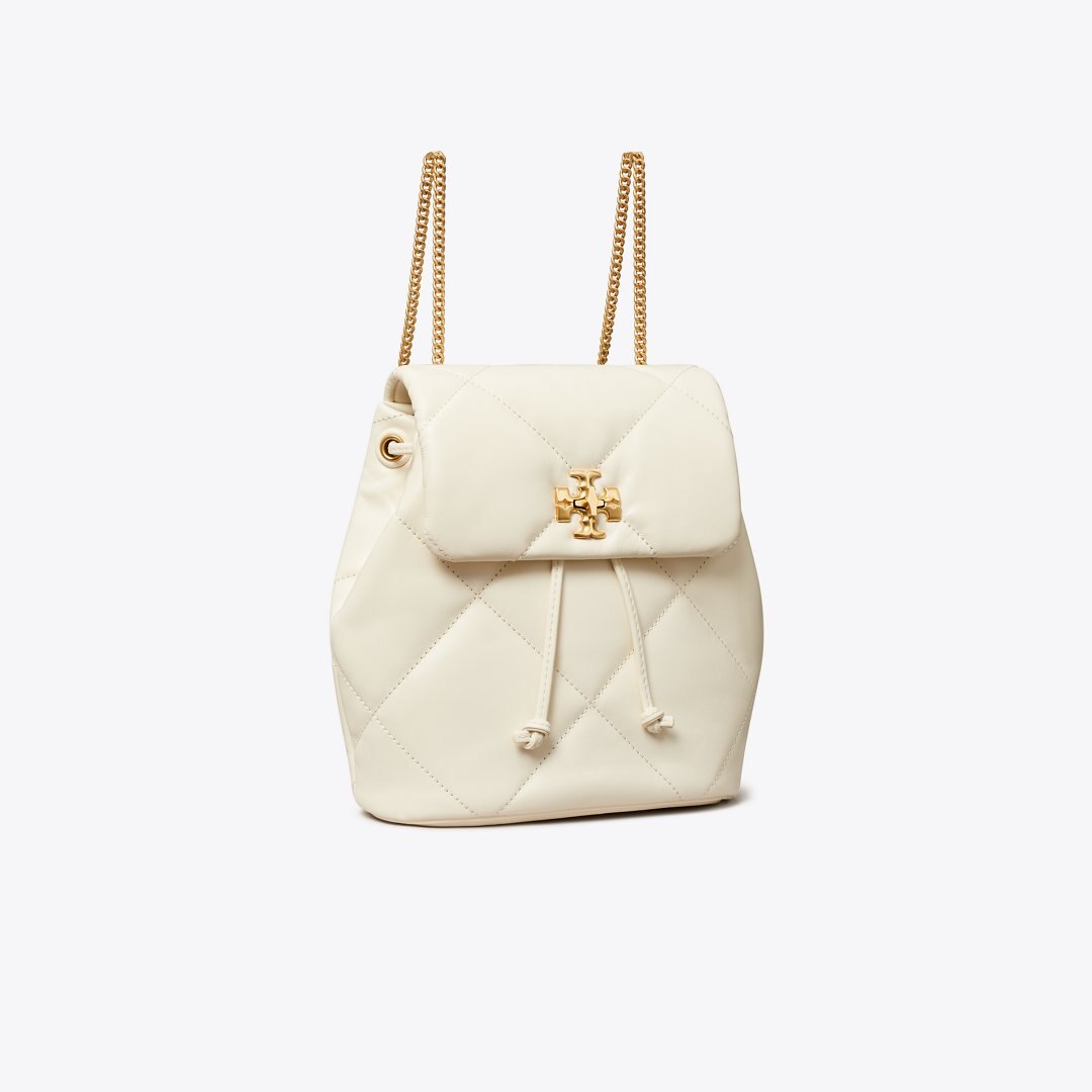 Tory Burch Mini Kira Diamond Quilt Backpack Warm White