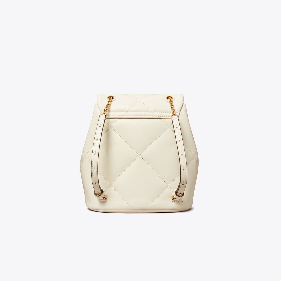 Tory Burch Mini Kira Diamond Quilt Backpack Warm White