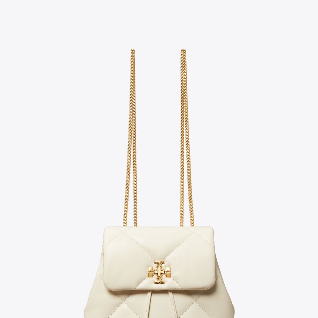 Tory Burch Mini Kira Diamond Quilt Backpack Warm White