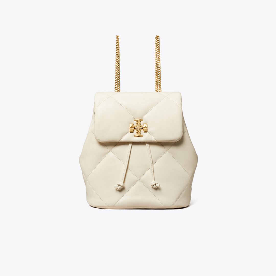 Tory Burch Mini Kira Diamond Quilt Backpack Warm White