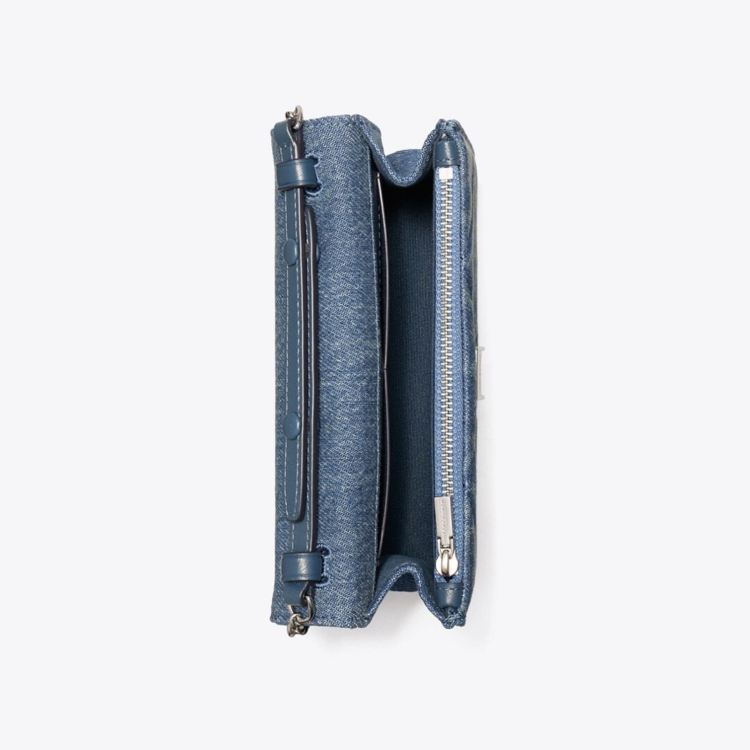 Tory Burch Mini Kira Diamond Quilt Denim Top-Handle Crossbody Cruise