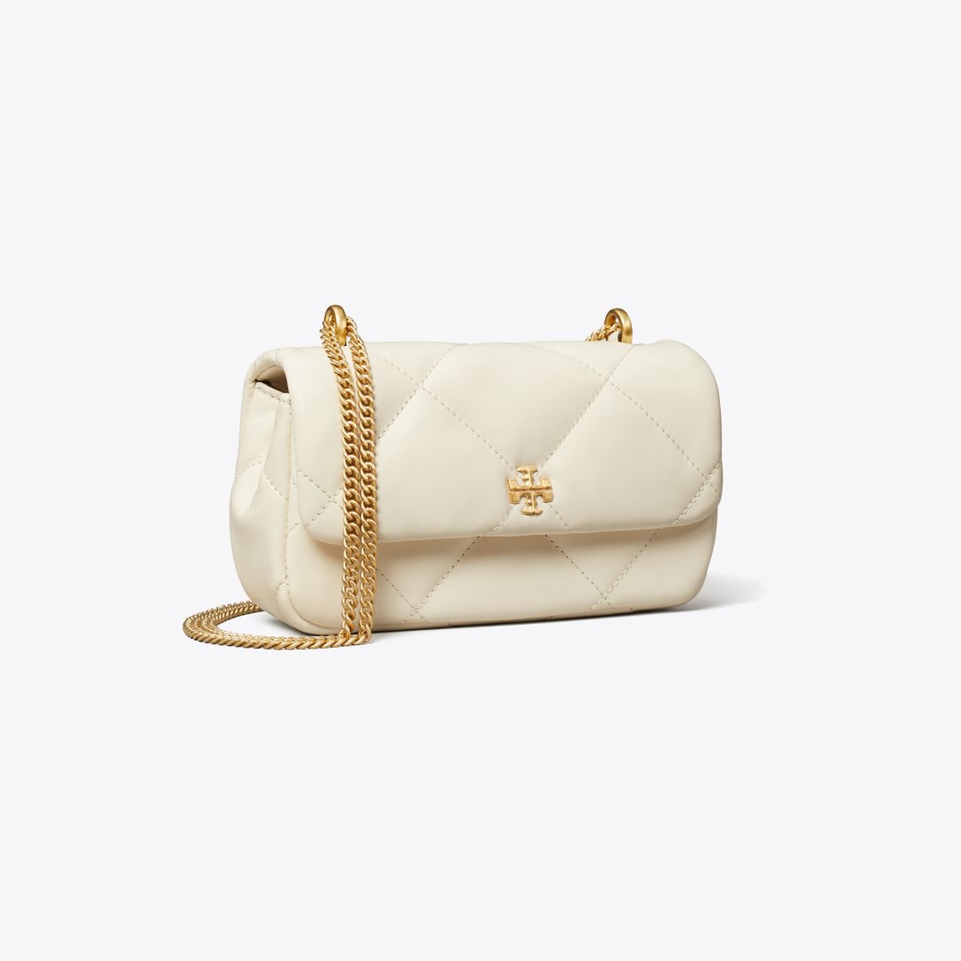 Tory Burch Mini Kira Diamond Quilt Flap Bag Warm White