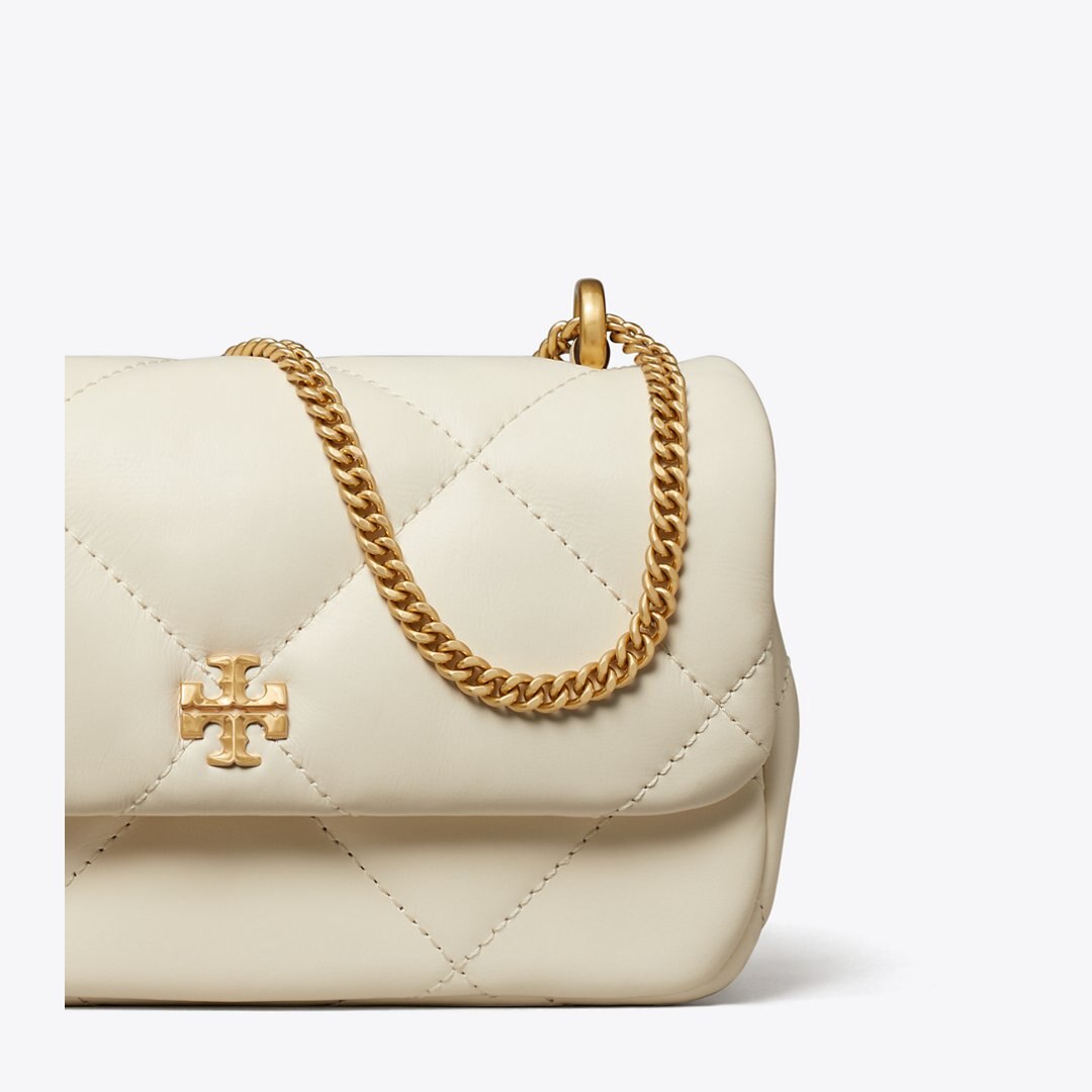 Tory Burch Mini Kira Diamond Quilt Flap Bag Warm White
