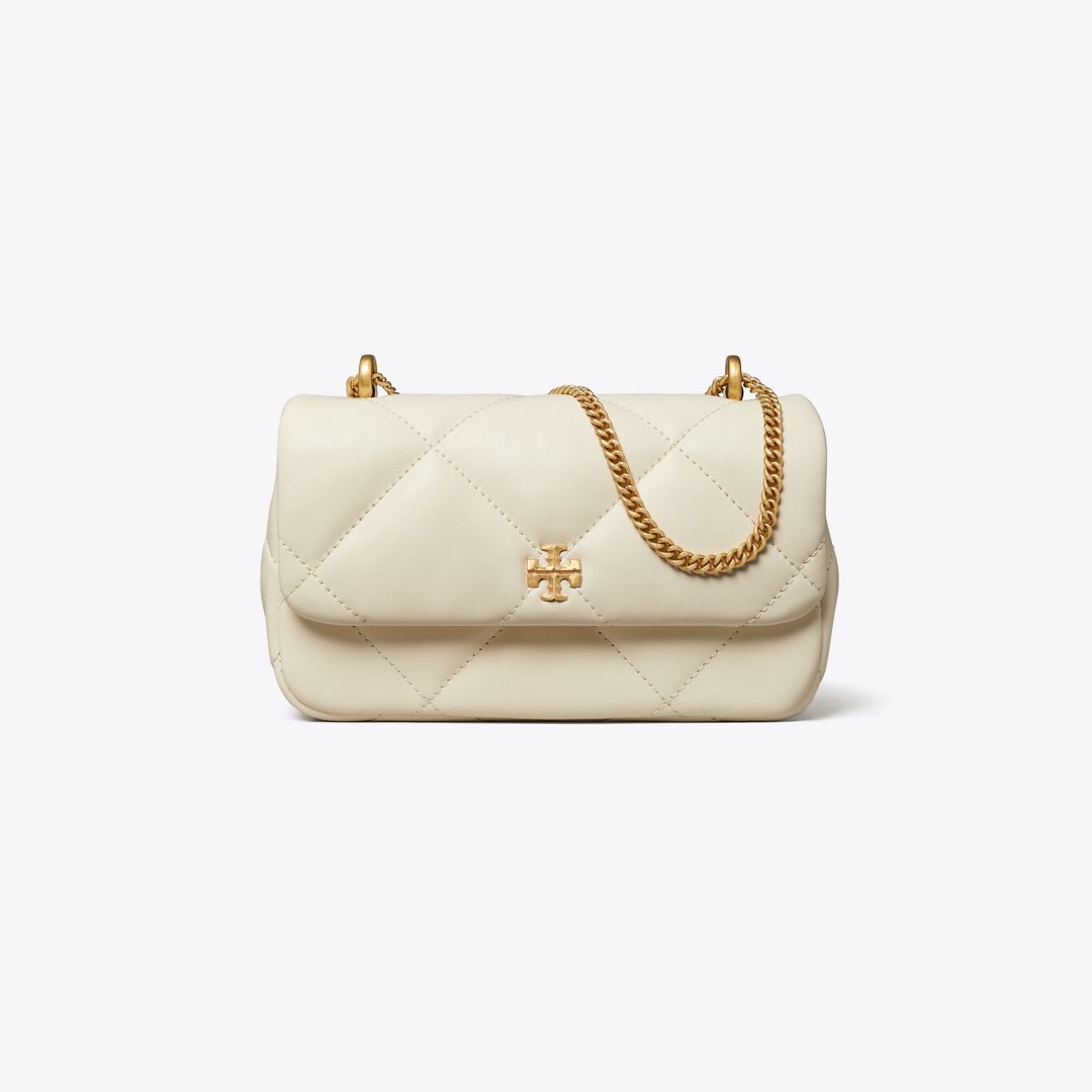 Tory Burch Mini Kira Diamond Quilt Flap Bag Warm White