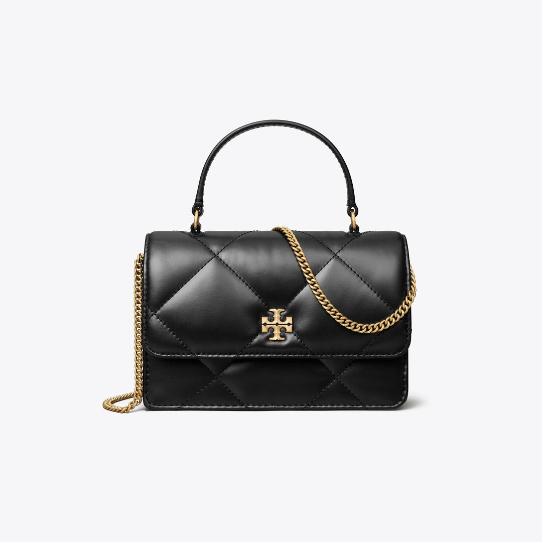 Tory Burch Mini Kira Diamond Quilt Top-Handle Crossbody Black